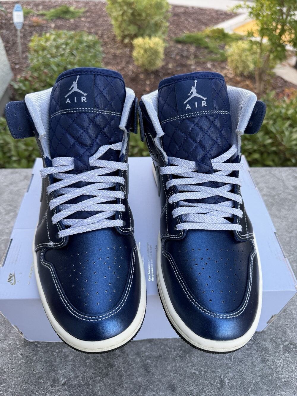 Women's Nike Air Jordan 1 Mid Black Ghost Coconut Milk Size 10.5 Half Box